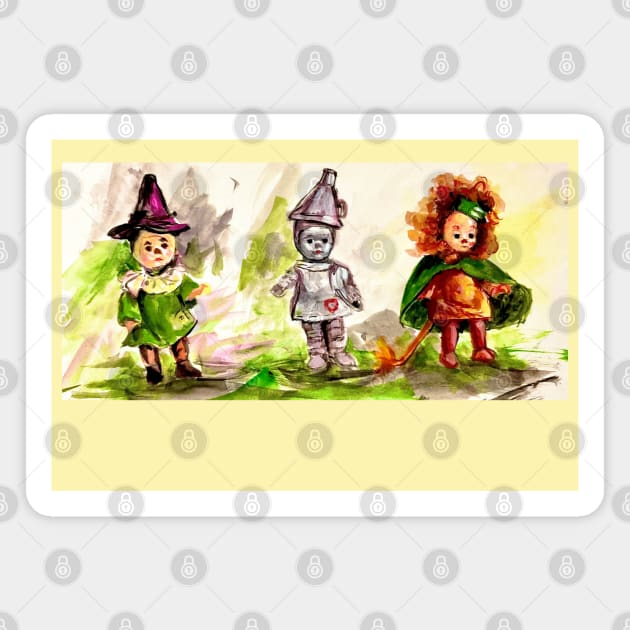 Madame Alexander McDonald happy meal Wizard of Oz collector dolls lion, scarecrow, and tin man. Magnet by Peaceful Pigments